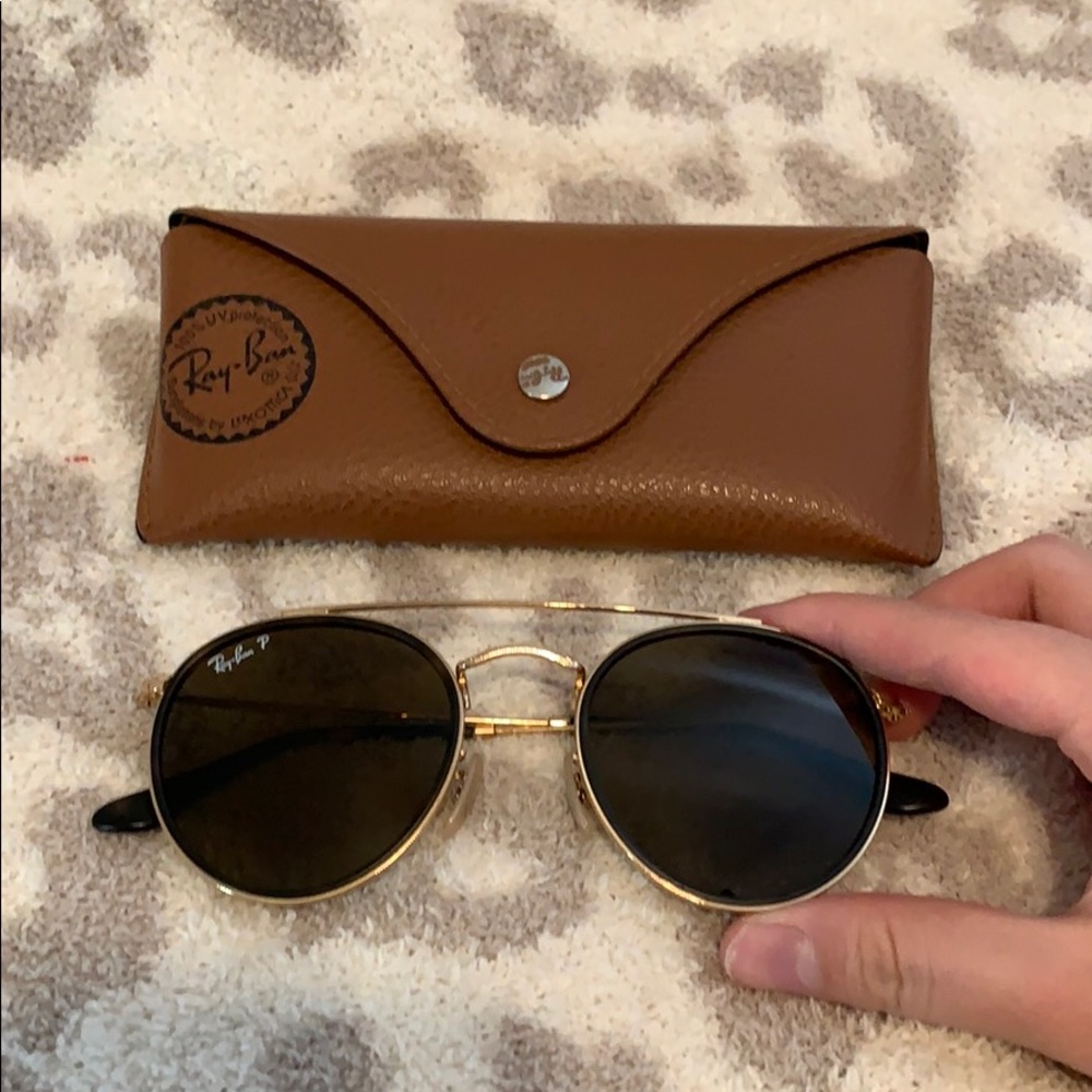 Ray Ban Round Double Bridge Polarized Brown